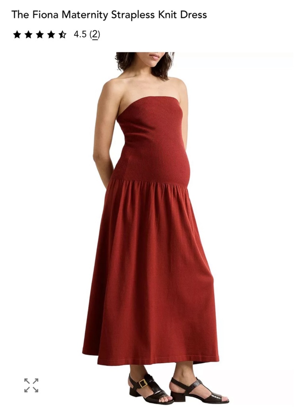 Hatch Maternity Strapless Maxi Dress in Rust Red